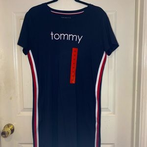 Tommy Hilfiger T-Shirt Dress Women’s M Short Sleeve Embroidered TOMMY Logo Navy